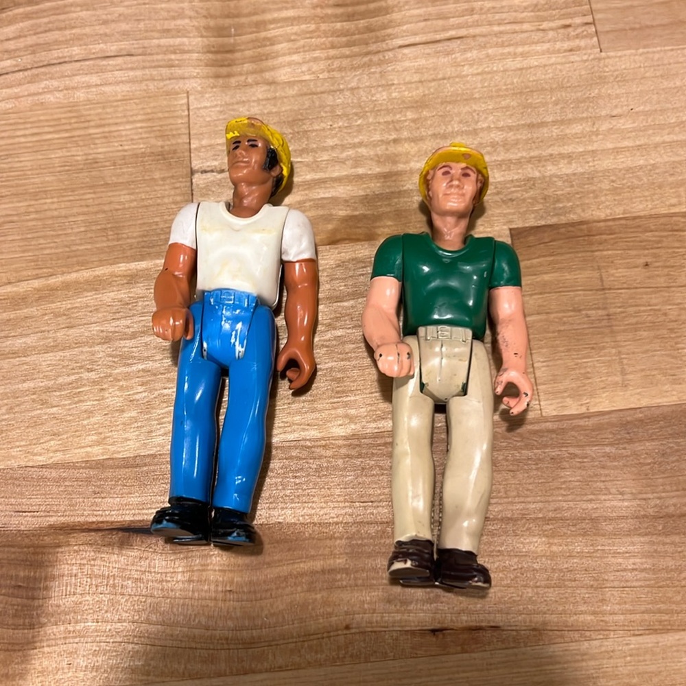 Vintage Lot Fisher Price Adventure People CONSTRUCTION WORKER White/ Green Shirt